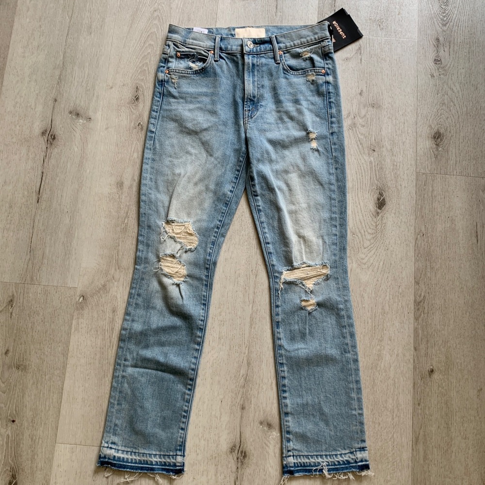 Mother Superior The Rascal Ankle Undone Hem Jeans Vacation Temptation 26 NEW